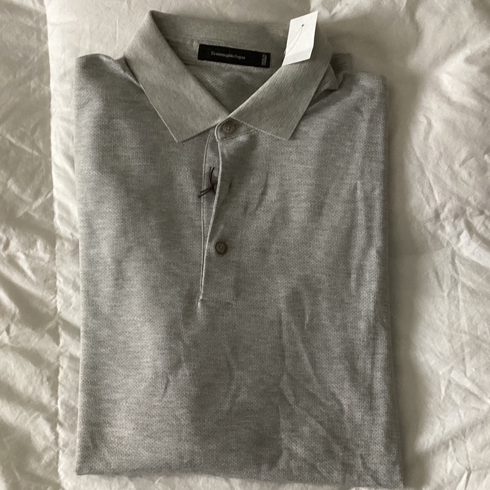 Ermenegildo Zegna Light Gray Polo Shirt.  XXL